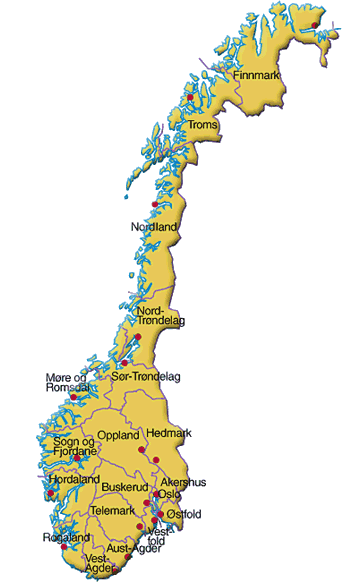 Kart over Norge